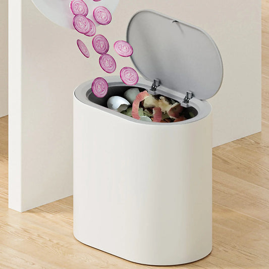Bathroom Trash Can with Lid Push-type Trash Bin Anti-odor Garbage