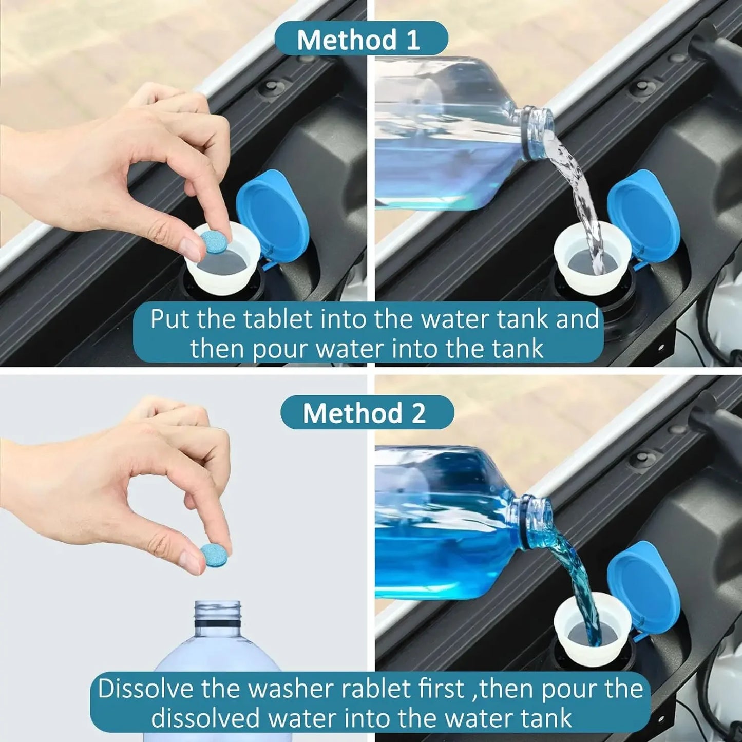 Geconcentreerde tabletten voor ruitenwisservloeistof voor auto's,