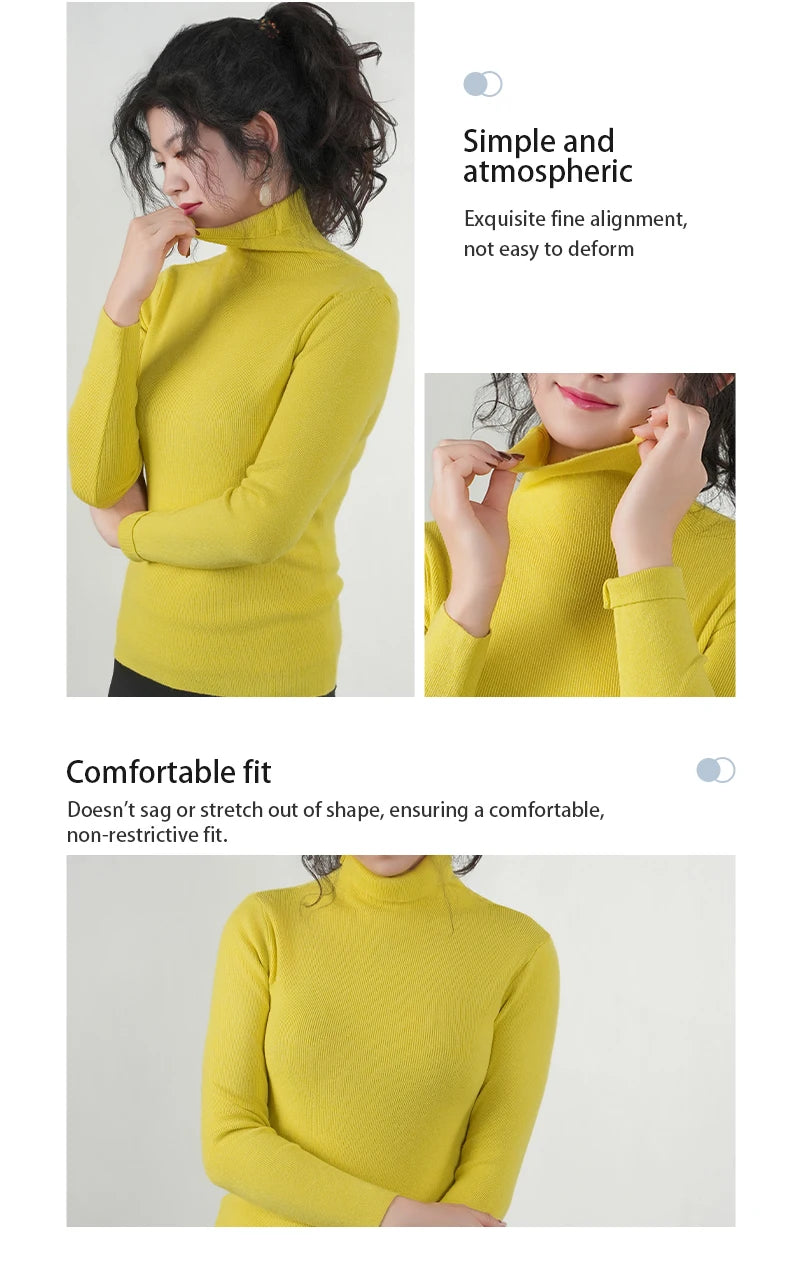 Women Sweater Winter Warm High Collar Knitwear Long Sleeve Slim Jumpers Woman Thermal Tops Clothes Pullover Turtleneck Sweaters