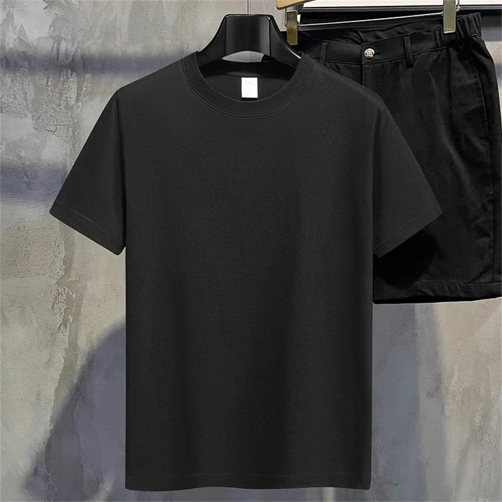 Men T Shirt Summer Cotton Tops Women Solid Color