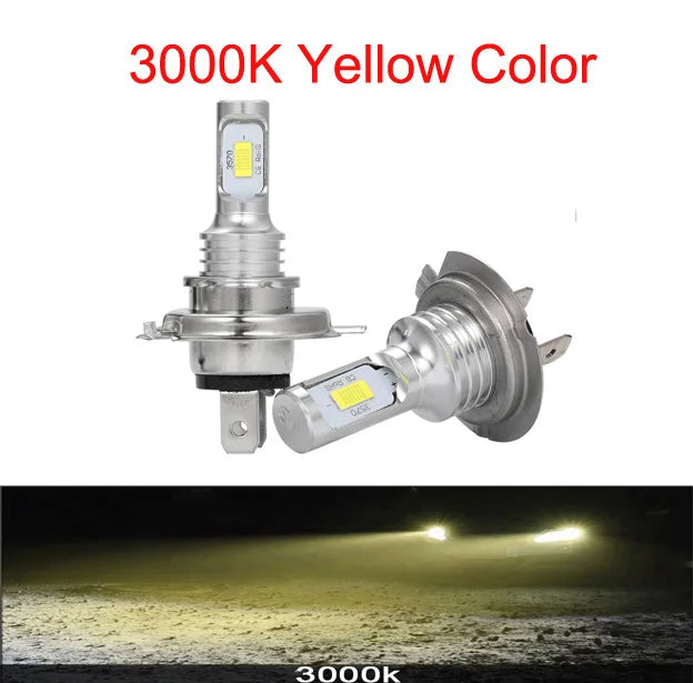 2Pcs H7 H4 Led Super Bright CSP Car Fog Light Bulbs