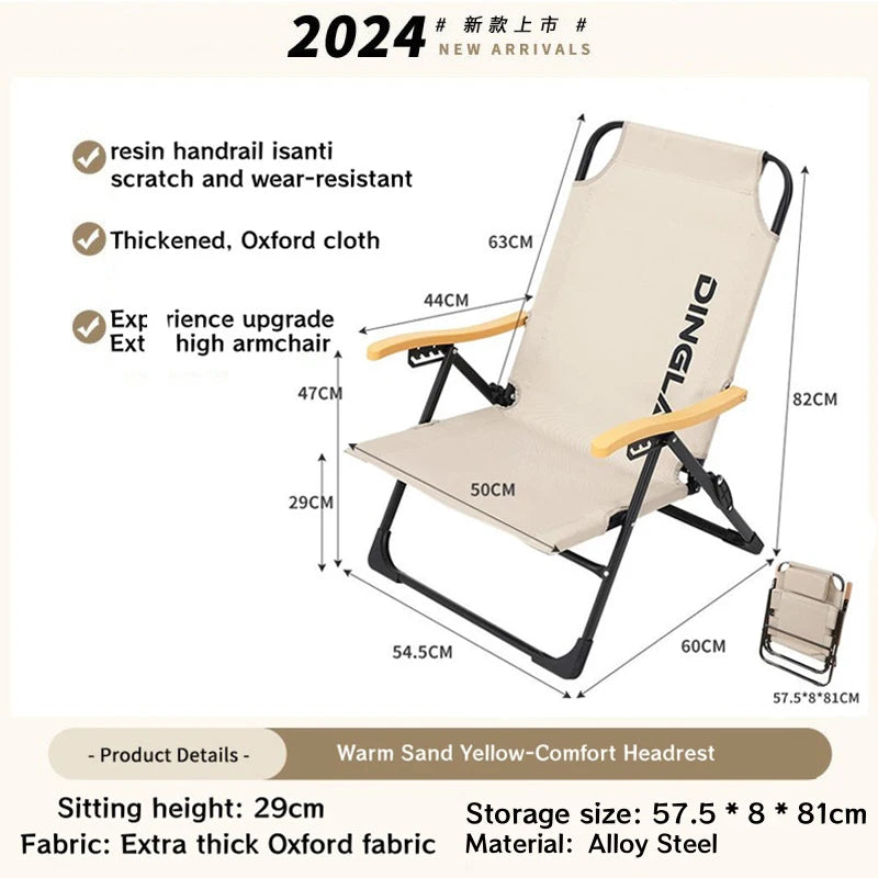 Angle Adjustable Camping Chair with Detachable