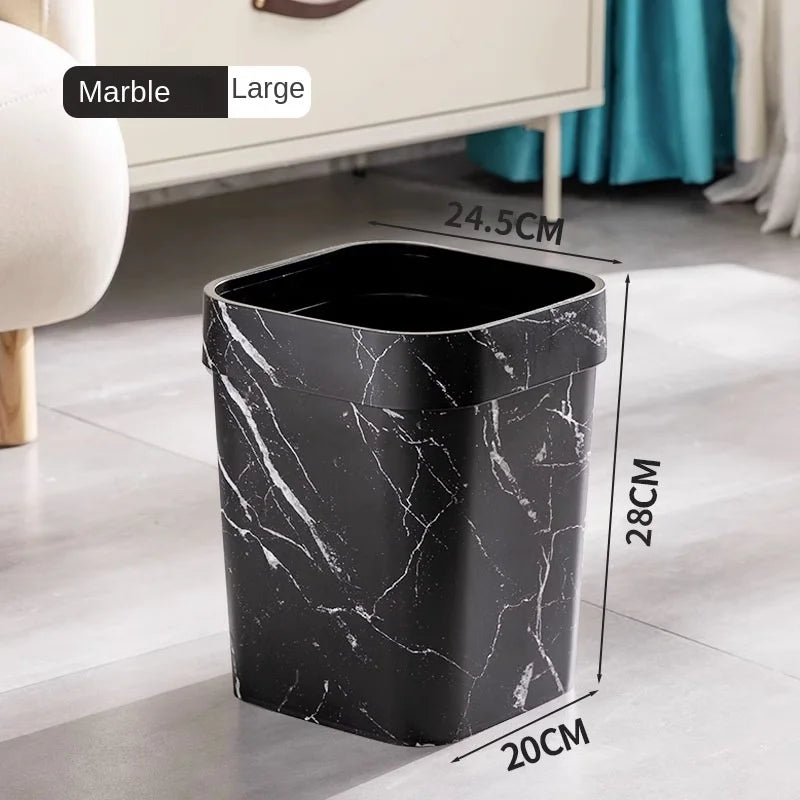 Wood Grain Trash Can Household High-looking