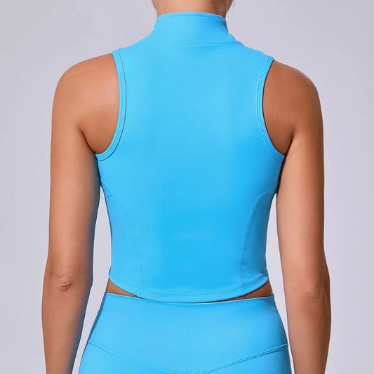 sleeveless stand-up collar jacket Women's zipper jacket