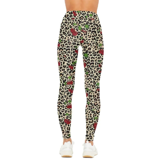 Yogabroek met hoge taille, luipaardprint,
