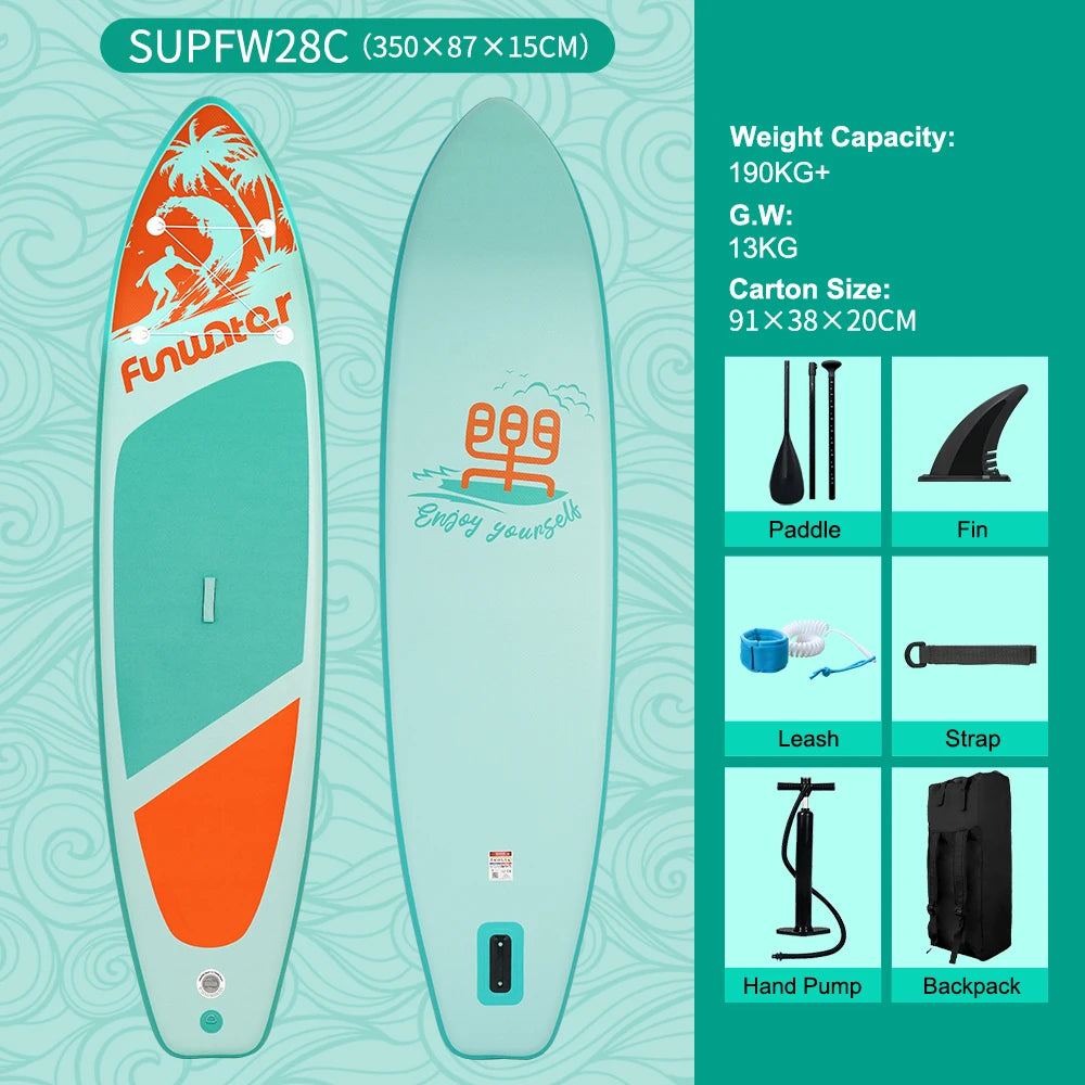 FunWater 11' Sup Board Inflatable Surfboard Stand Up Paddle Board