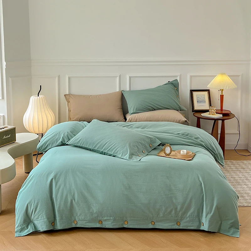 100% Washed Cotton Duvet Cover 2/3Piece Luxury Soft Bedding Set