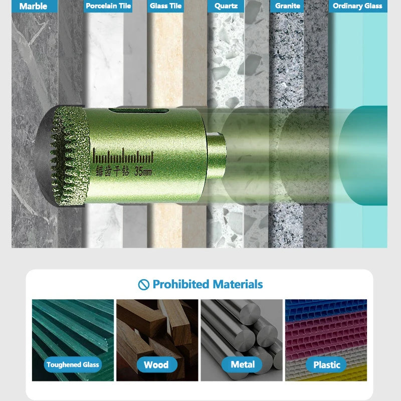 Serrated Dry Drilling Hole Opener Rock Slab/Marble/Quartzite/Granite/