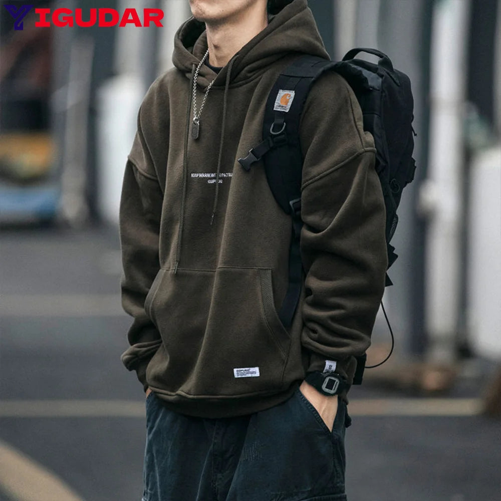 Slouchy hooded sweaters for men in winter American knitwear