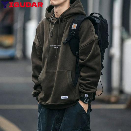 Slouchy hooded sweaters for men in winter American knitwear