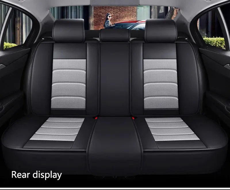 Car Seat Covers Full Set Breathable Leather Auto Front