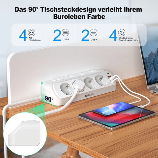 Eu Plug Multi-function power board 2 USB-A and 2USB-C
