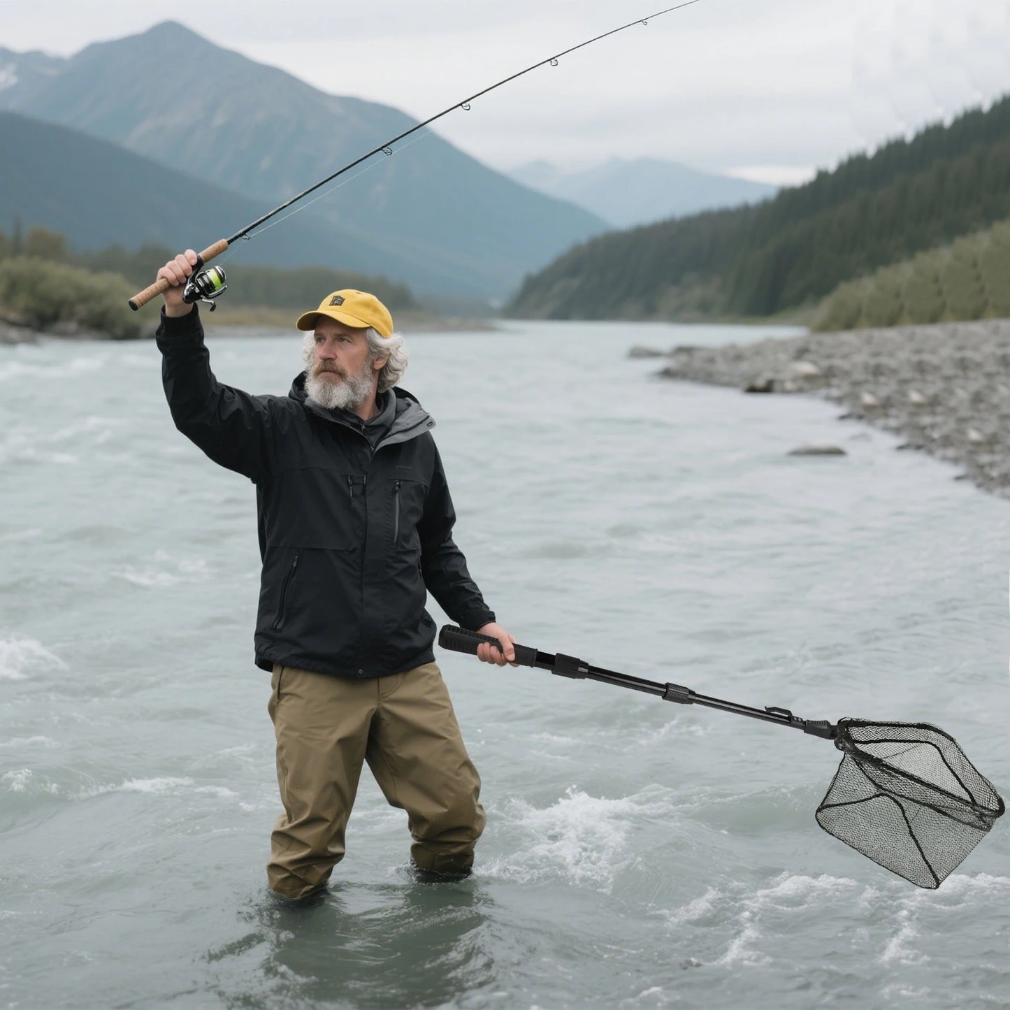 190cm 92cm 55cm Telescopic Landing Net Folding Fishing Pole