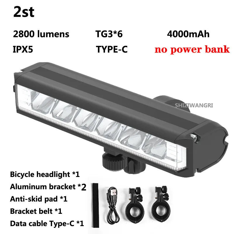 8000mAh 5 LED 5*P90 Bike Light Waterproof USB Rechargeable LED