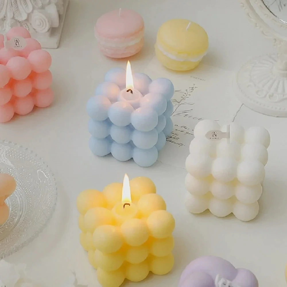 Ins Bubble Cube Shaped Candle Handmade