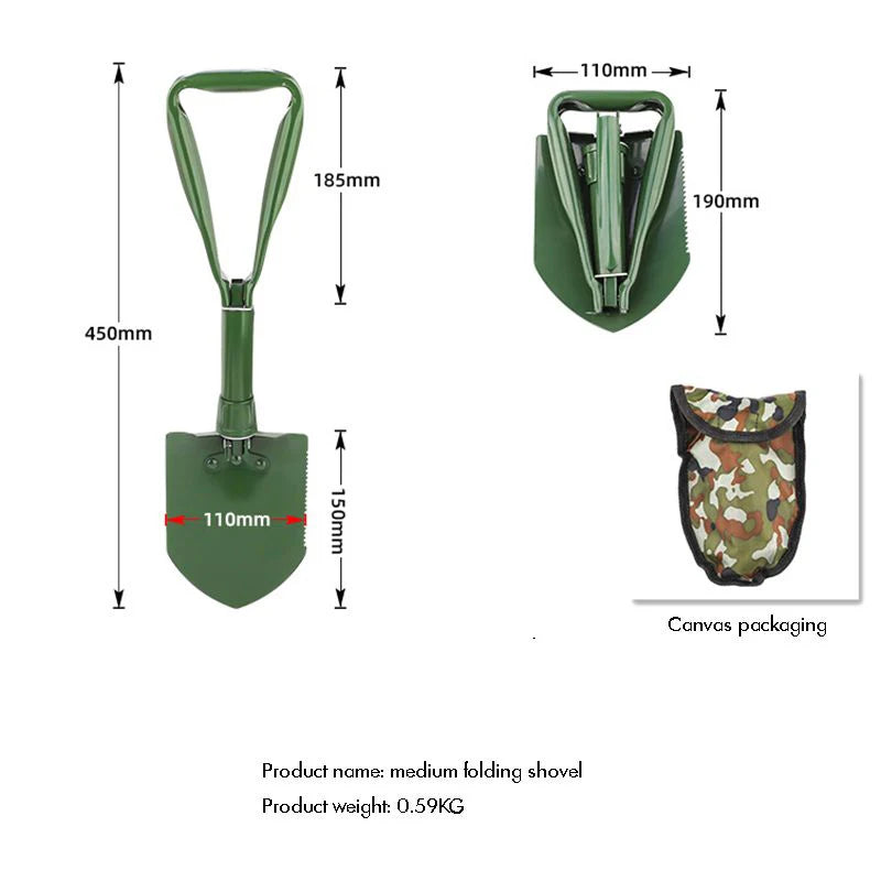 Folding Camping Shovel, High Carbon Steel Entrenching Tool
