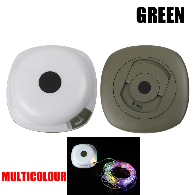 USB Rechargeable Camping Light 10meter Light String Outdoor Tent Light RGB Atmosphere Light XTE LED Flashlight with Magnet Hook