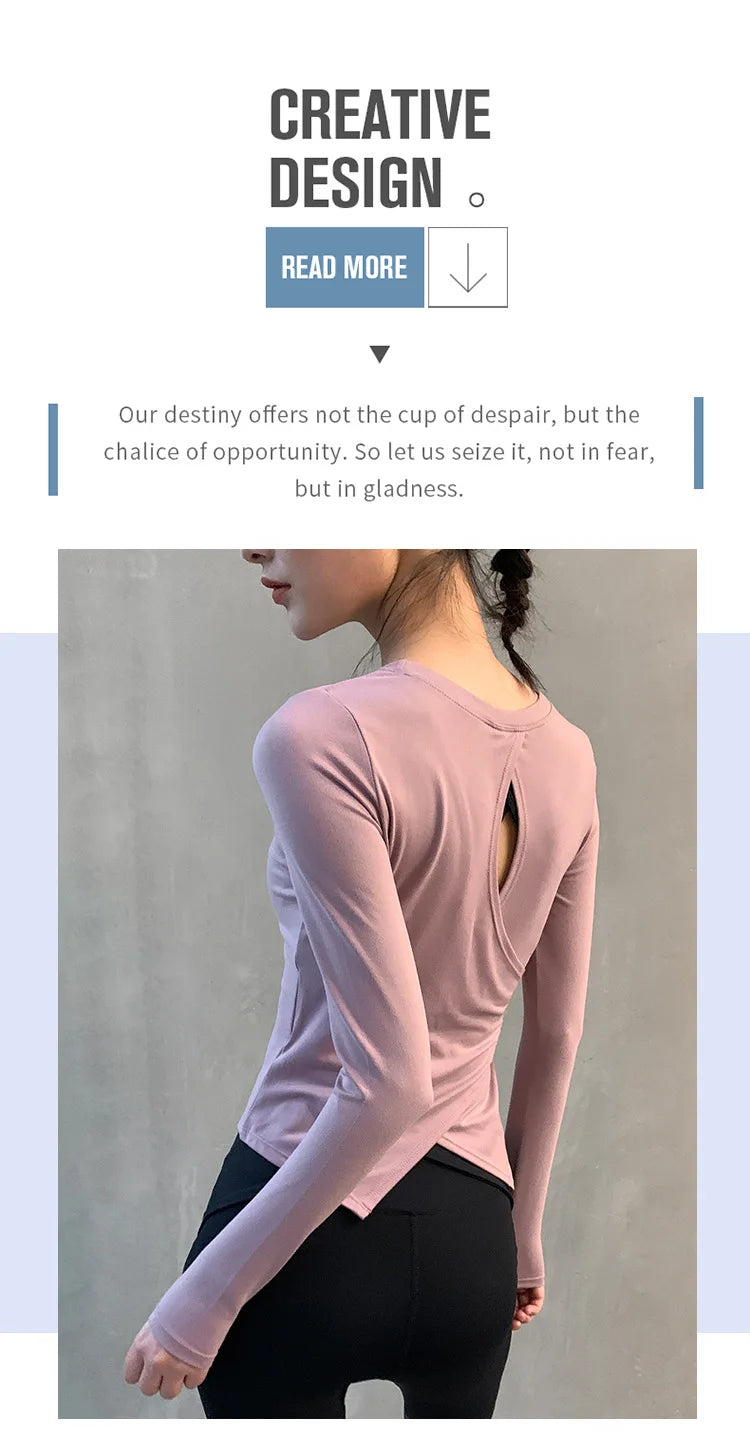 Women Yoga Clothing Tops Sports Long Sleeve T-Shirt