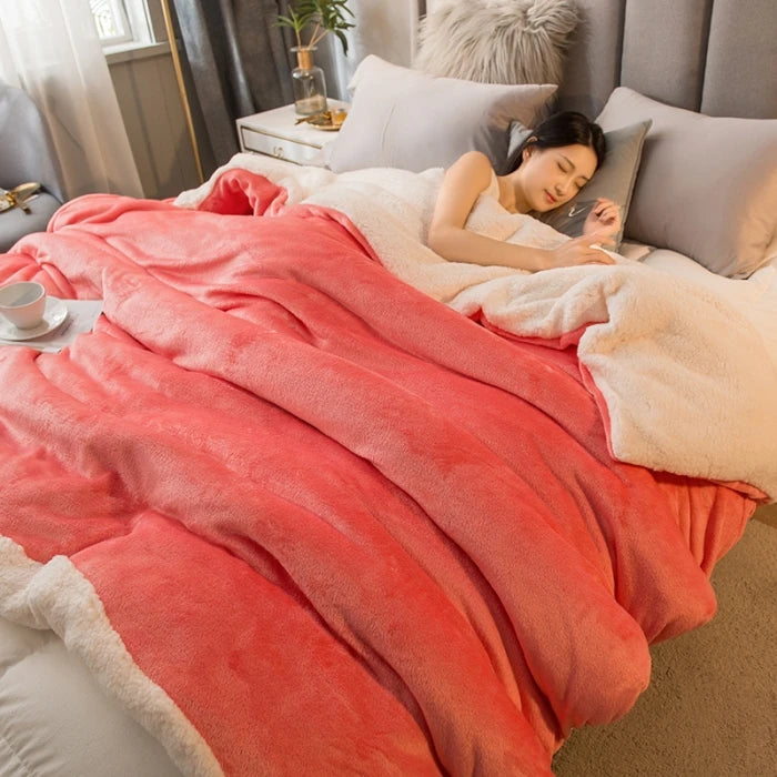 Wool Throw Blanket Keep Warm Winter Bed Blankets Double Sided