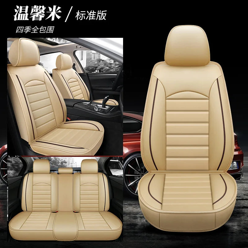 All Season Genuine Leather Full Coverage 5-Seater Car Seat Covers Summer Ready Universal Fit for Cars SUVs Trucks Premium Auto