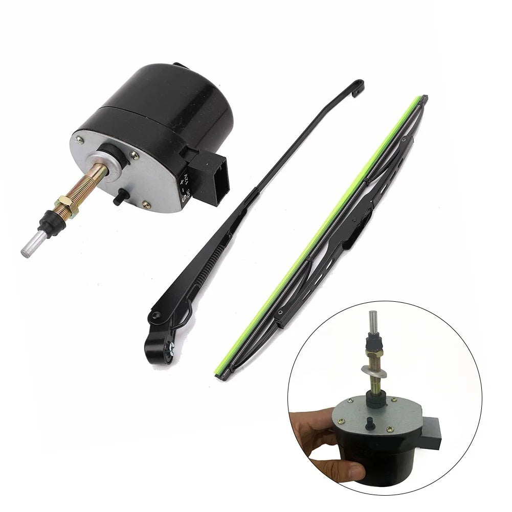 1 set 12V WindsHield ruitenwissermotor 105° blad voor tractor, boot, camper, auto-accessoires