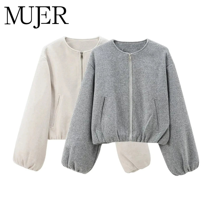 MUJER 2025 Fleece Bomber Jackets for Women