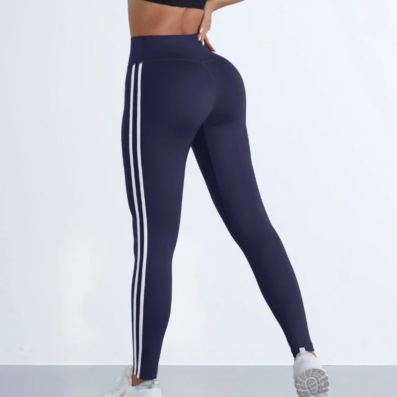 Yogaleggings voor dames, gestreepte, slanke sportbroeken,
