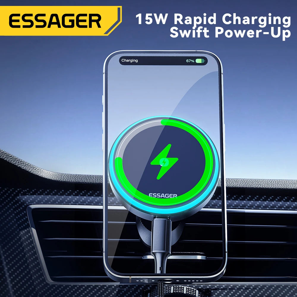 Essager Magnetic Car Phone Holder 15W Wireless Charger