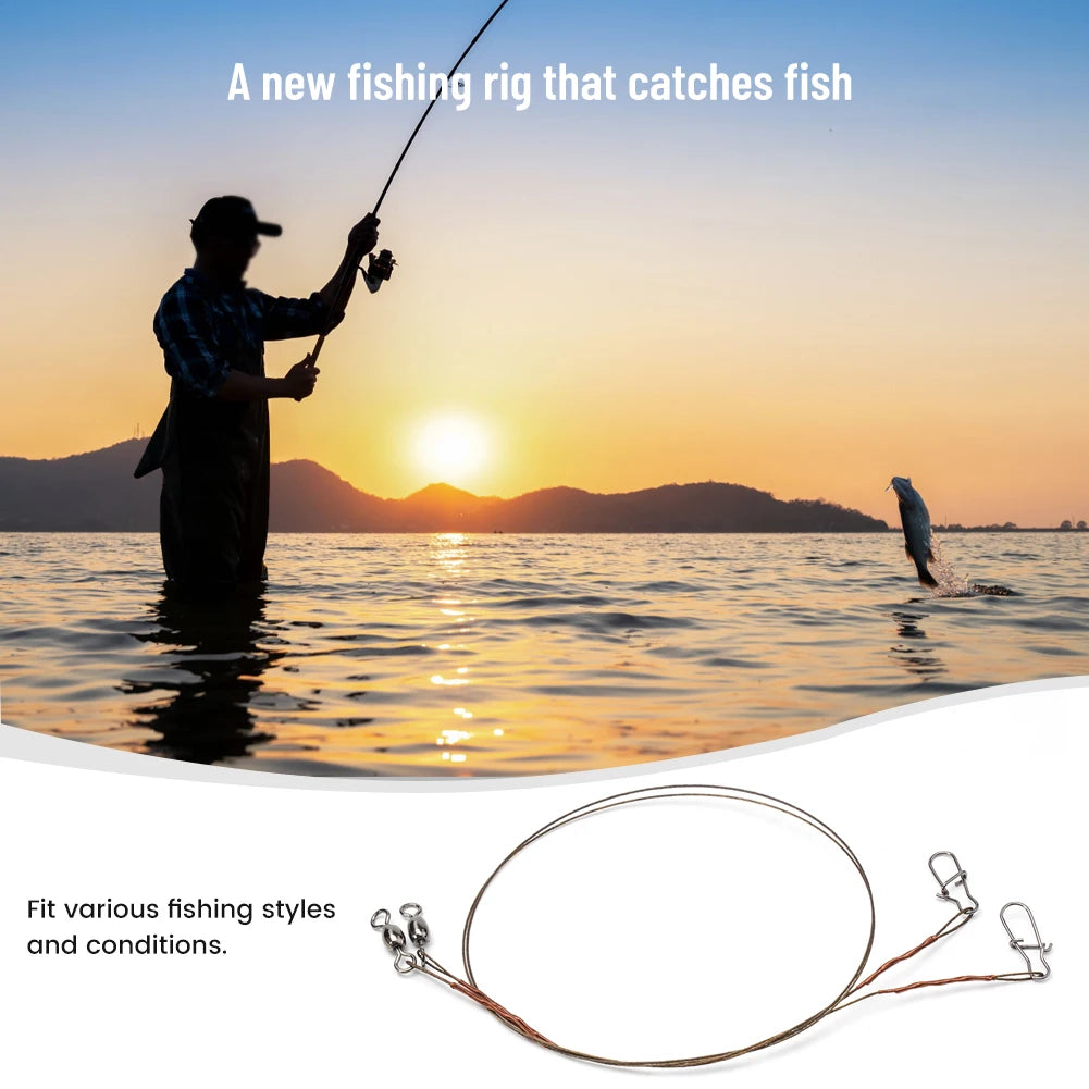 2pcs Fishing Line Stainless Steel Wire Leader With Snap