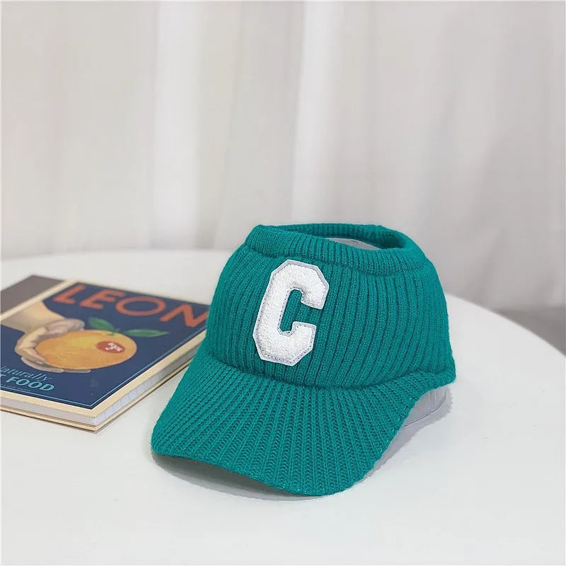C letter sports hat Unisex winter men solid striped