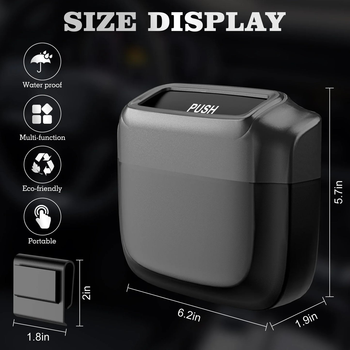 Mini Car Trash Can Hanging Car Storage Box ABS Side Door Trash Can Integrated Built-in Trash Bag Auto Parts Interior Accessories
