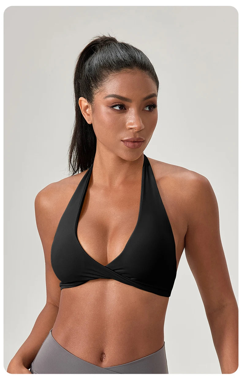 Sports Yoga Bra for Women Halter Neck with Stylish Back