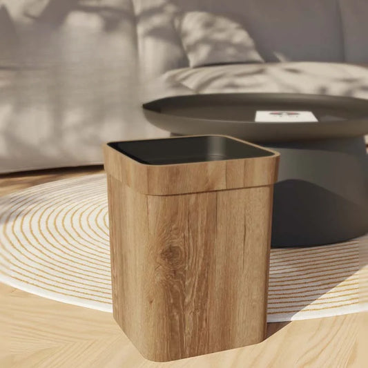 Wood Grain Trash Can Household High-looking