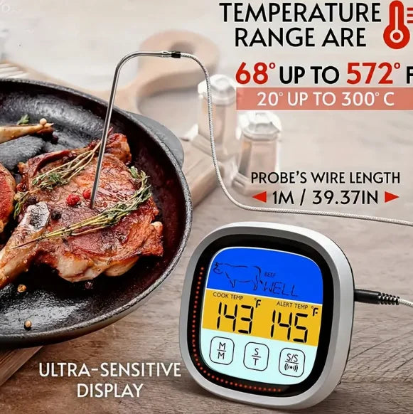Digitale vleesthermometer met groot touchscreen -