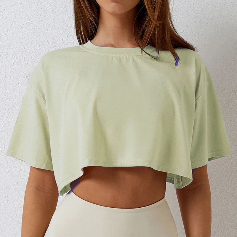 Cotton Women Short Sleeve Dance Running Clothes Yoga