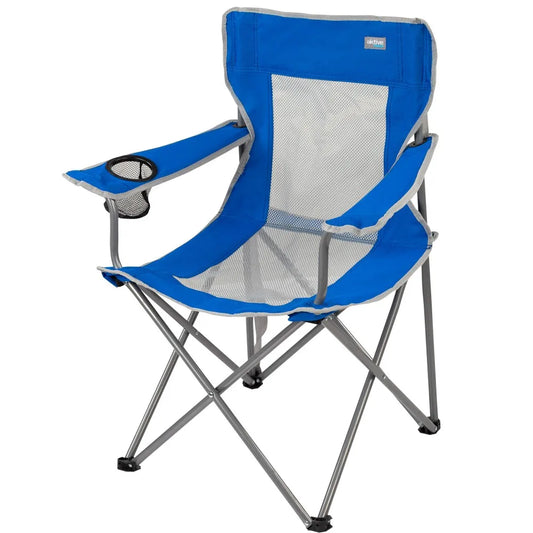 Folding camping chair with coasters and backrest