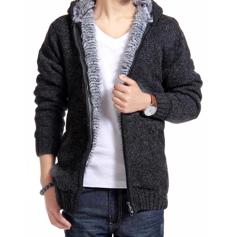 Autumn Winter Men's Thick Sweatercoat Collar Zipper Sweater