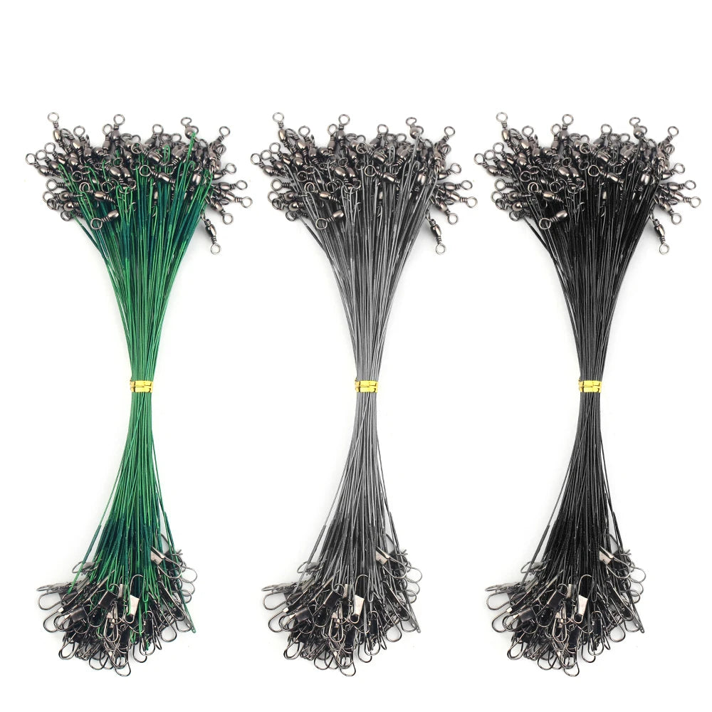 20pcs Steel Wire Leader With Swivel Anti-bite Fishing Line