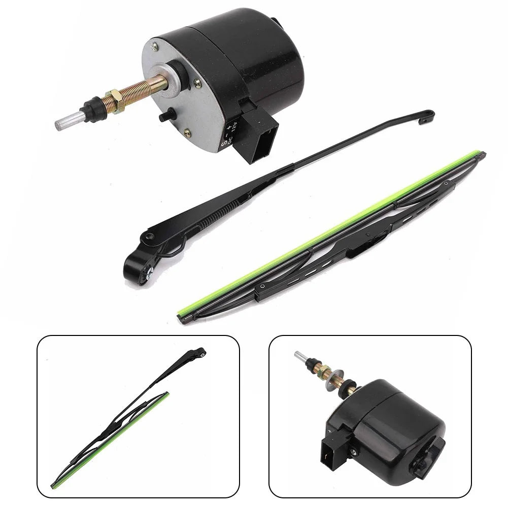 1 set 12V WindsHield ruitenwissermotor 105° blad voor tractor, boot, camper, auto-accessoires