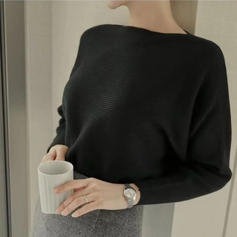 Bat sleeve thick sweater for women's autumn and winter outdoor