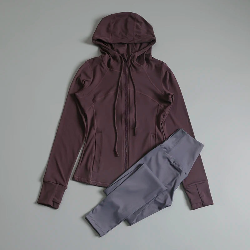 Sporttop voor dames met capuchon, vest met rits,