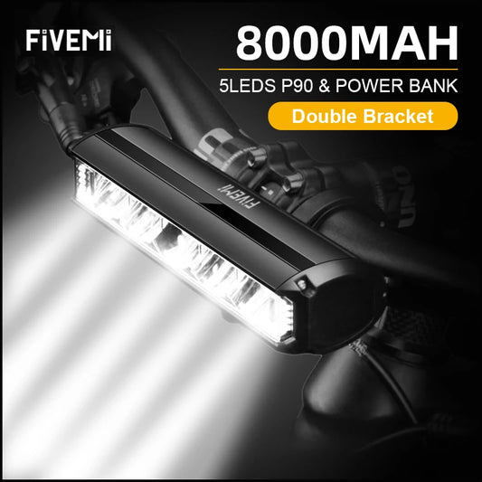 Fivemi Bicycle Light Front High Lumen Bike Lights 8000mAh Power Bank