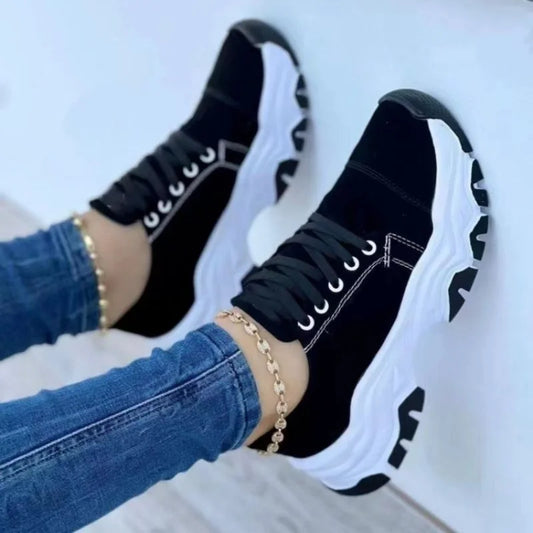 New Women Sneakers Fashion Platform Lace Up Casual Sports Shoes