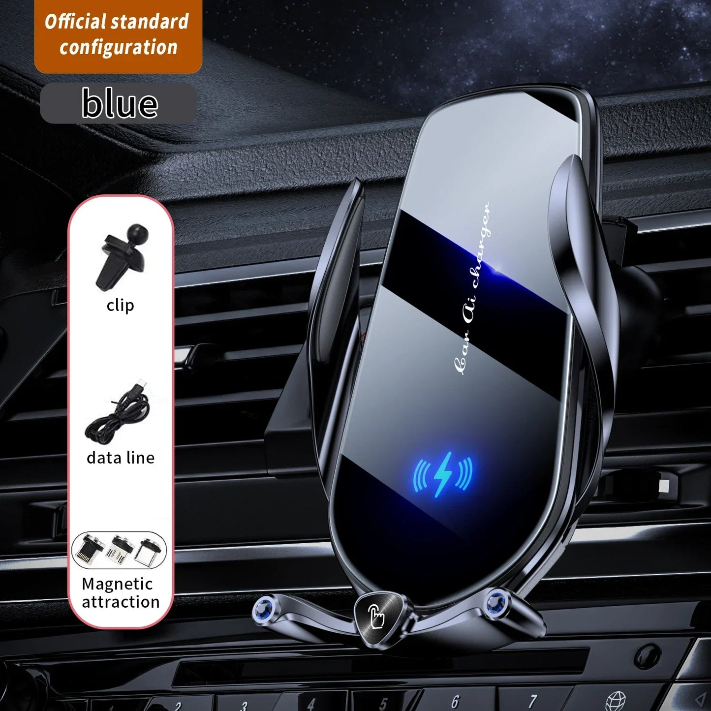 Car Phone Holder 15W Wireless Fast Charger Magnetic