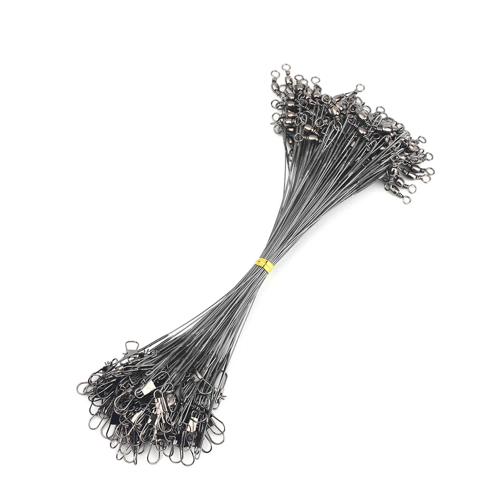 20pcs Steel Wire Leader With Swivel Anti-bite Fishing Line
