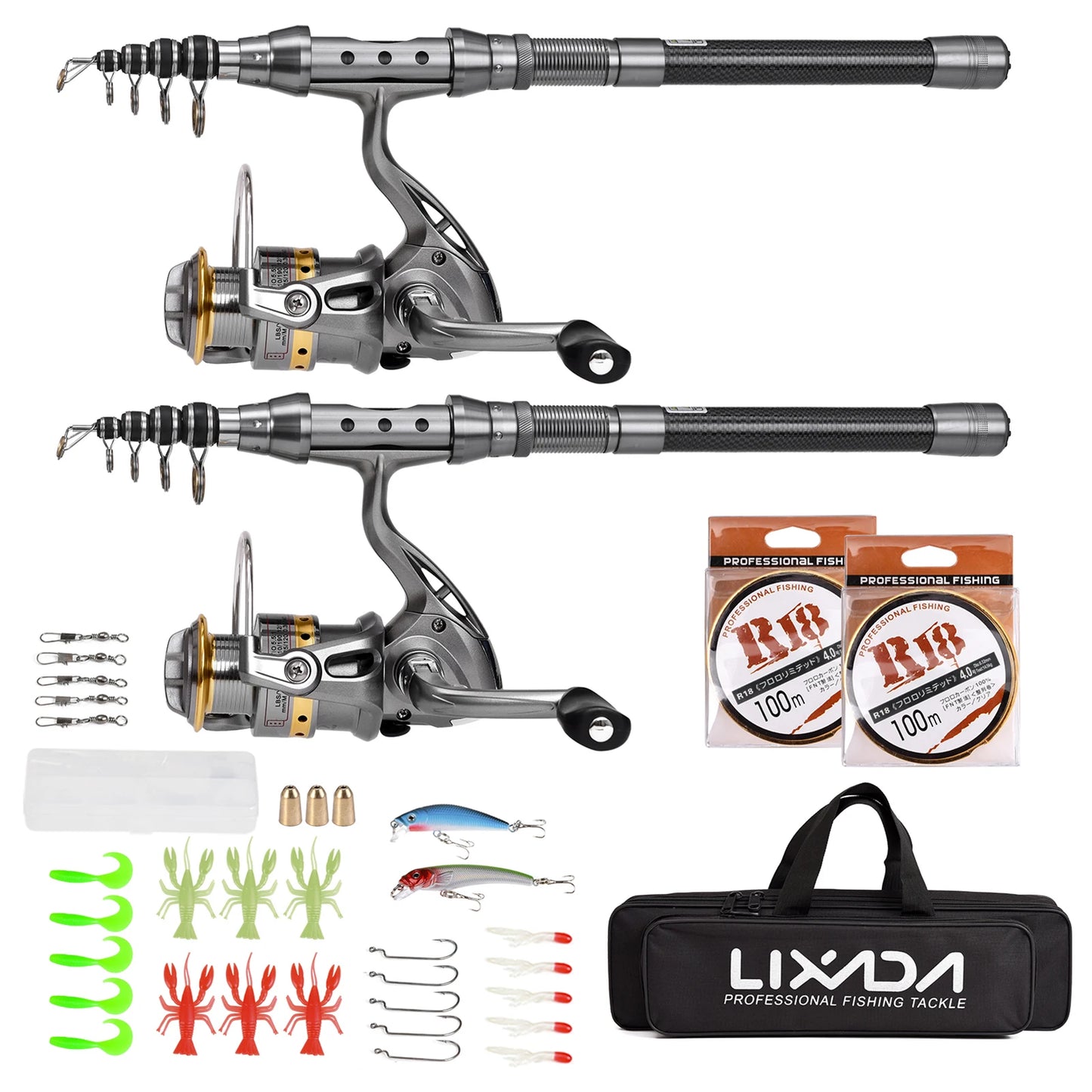 Telescoping fishing rods Fishing Pole Combo Set Rod and Reel