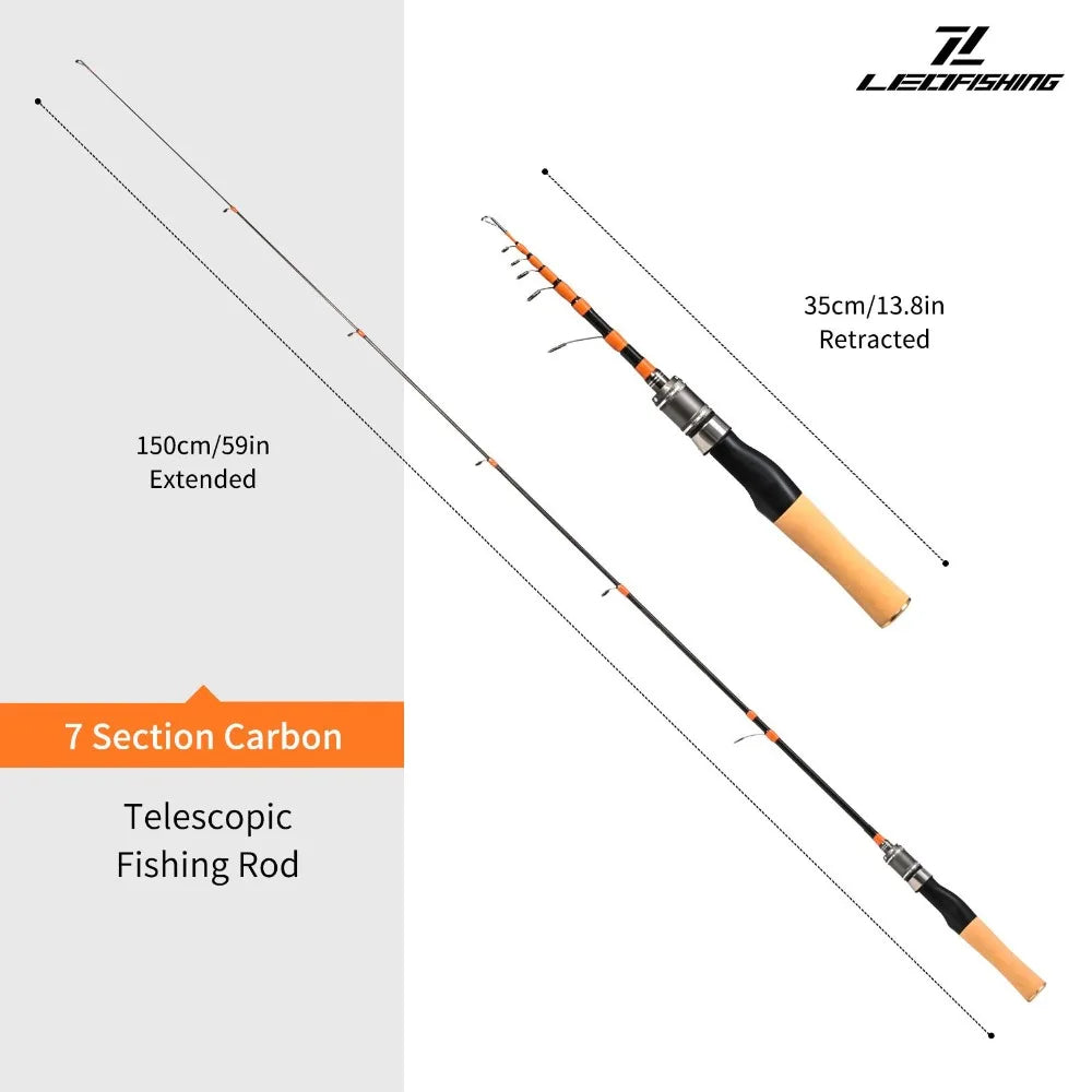 New Casting Telescopic fishing rod Spinning 150cm Portable Fishing