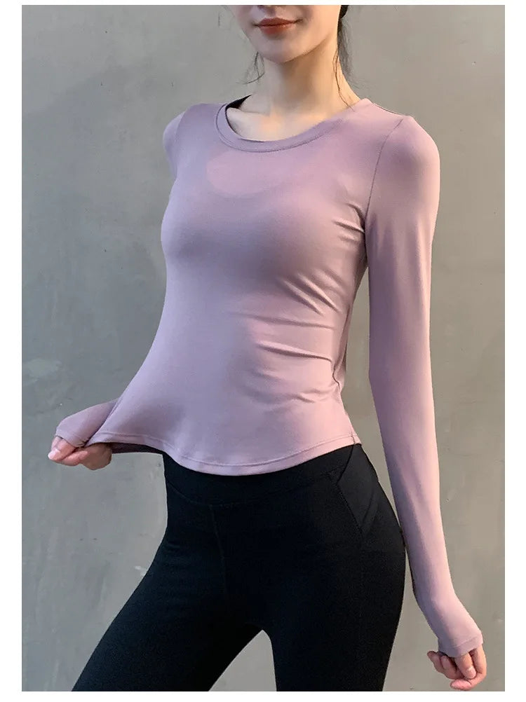 Women Yoga Clothing Tops Sports Long Sleeve T-Shirt