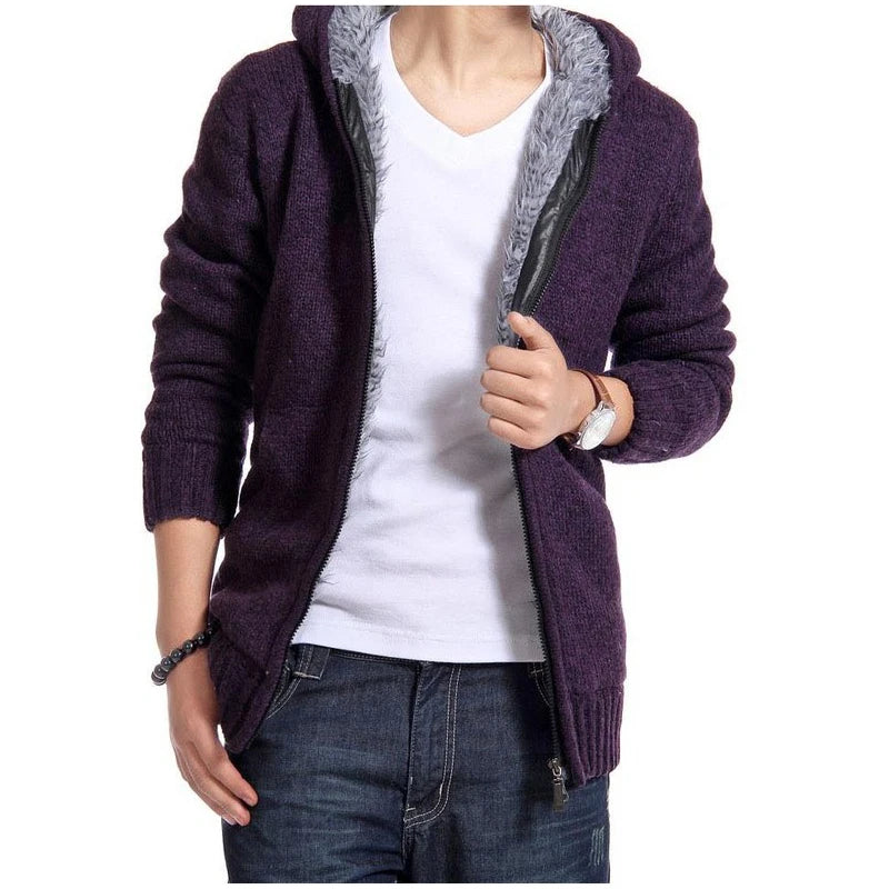 Autumn Winter Men's Thick Sweatercoat Collar Zipper Sweater