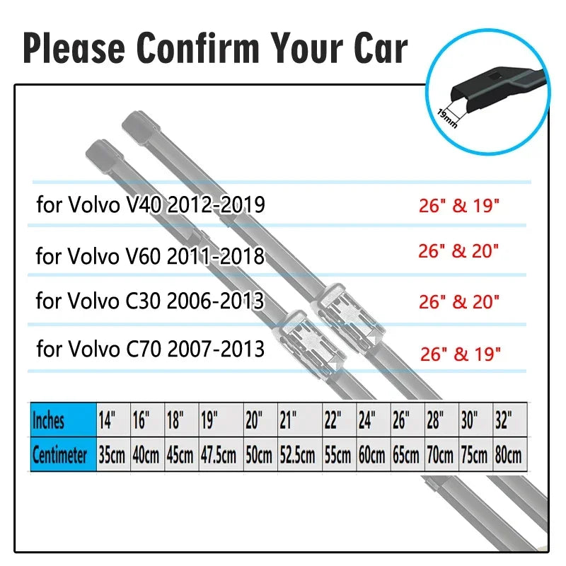 Voor VOLVO XC60 XC70 S40 S60 S80 V40 V60 C30 C70 Voorruit Ruitenwissers